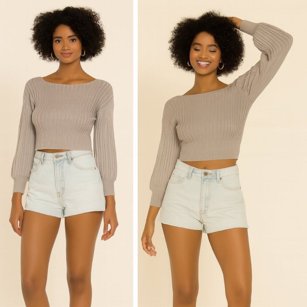 NWT Majorelle Saralyn Cropped Light Gray Sweater